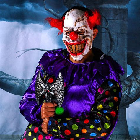 Full Face Latex Mask Scary Clown Halloween Costume Creepy Evil Adult