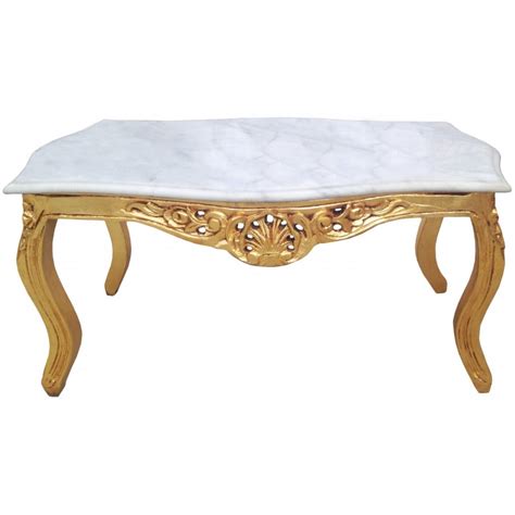 Coffee Table Baroque Style Gilded Wood With White Marble