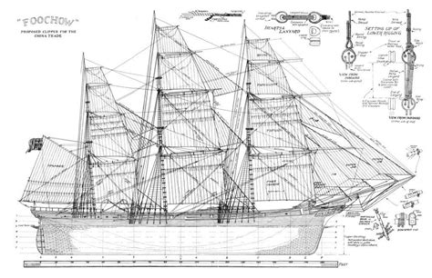 Drawing Clipper Sailing Ship Model Model Boat Plans Model Ships