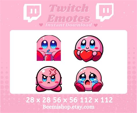 Twitch Emote Discord 4 Kirby Mad Crying Heart Drinking Slurping Cute