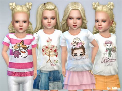 The Sims Resource T Shirt Toddler Girl P09 By Lillka • Sims 4 Downloads