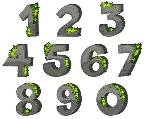 Font Design For Numbers With Rock And Leaves 607559 Download Free