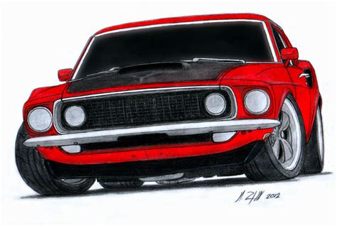 1969 Ford Mustang Boss 520 Pro Touring Drawing By Vertualissimo On