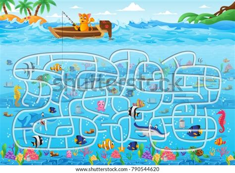 Fun Educational Ocean Underwater Theme Maze Stock Vector Royalty Free
