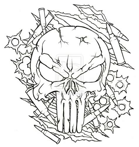 Tribal Punisher Skull Decal Sketch Coloring Page