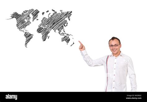 Pointing At World Map High Resolution Stock Photography And Images Alamy