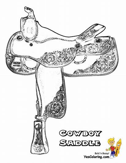 Coloring Cowboy Pages Saddle Cartoon Cool Father