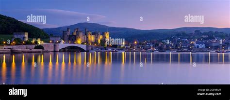 Conwy Castle At Dusk Stock Photo Alamy