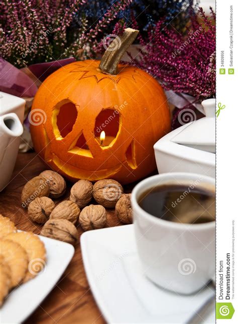 Want to really host a really memorable halloween bash? Halloween Coffee Composition Stock Photo - Image of cream ...