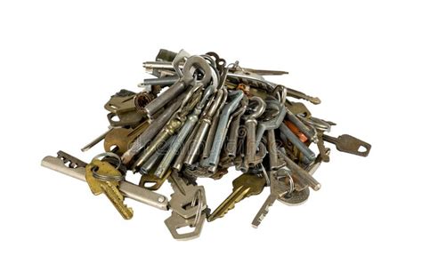 A Set Of Old Keys Isolated Over White Background Stock Photo Image