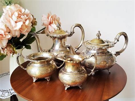 Vintage Silver Plated Epns Tea Set Of Teapot Coffee Or Hot Water Pot