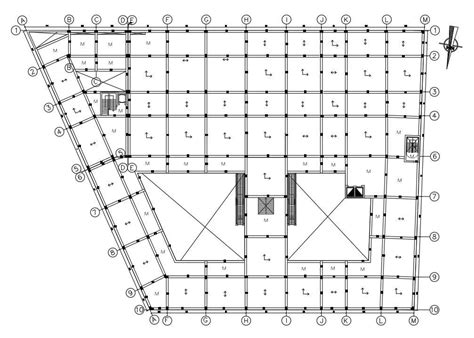 Commercial Building Column Layout Plan Free Download Autocad Drawing