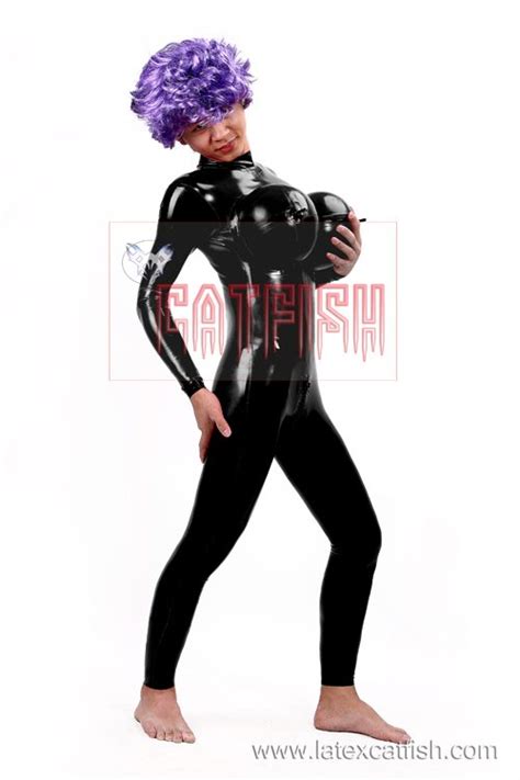 Unisex Latex Inflatable Boobs Catsuit