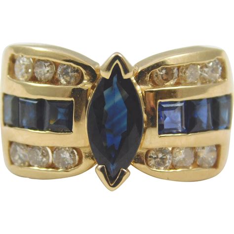 Ladies YG Sapphire & Diamond Ring | Sapphire diamond ring, Sapphire diamond, Diamond ring