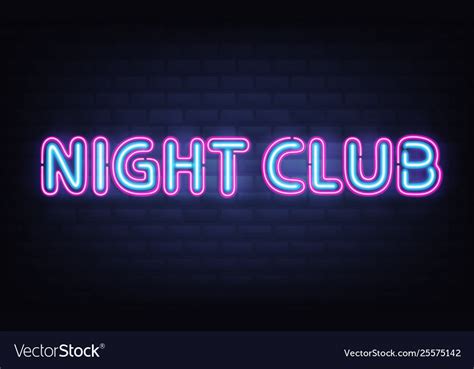 Night Club Neon Lettering On Brick Wall Background