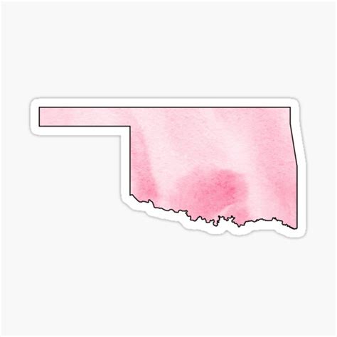 Oklahoma State Outline Pink Watercolor Sticker For Sale By