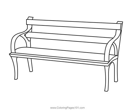 Simple Bench Coloring Page For Kids Free Furnitures Printable