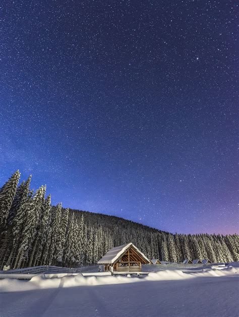 Starry Night Starry Night And Cottages At Pokljuka Forest In Slovenia