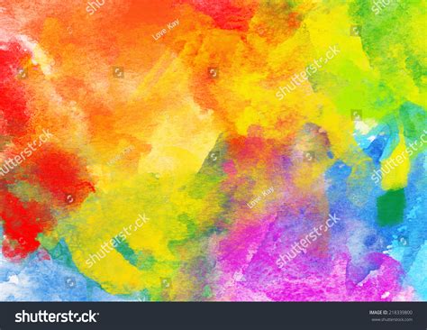 Artistic Rainbow Colors Splash Watercolor Background Stock Photo