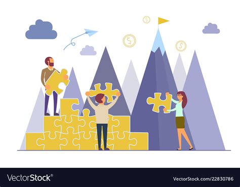 Business Teamwork Concept Flat Style Royalty Free Vector