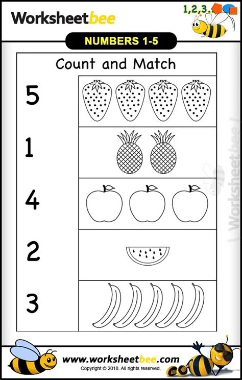 Numbers 1-5 Worksheets For Kindergarten