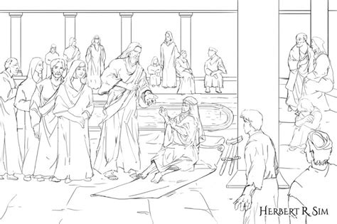 Healing The Paralytic At Bethesda Coloring Pages Coloring Pages