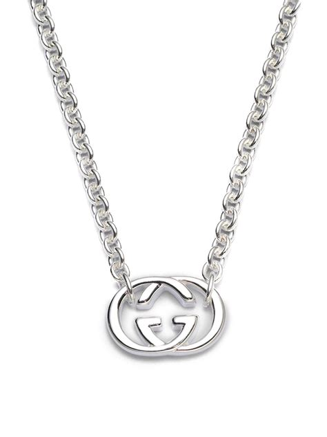 Lyst Gucci Double G Sterling Silver Necklace In Metallic