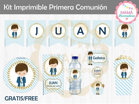 Mamá Decoradora Kit Imprimible Primera Comunión Niño Gratis