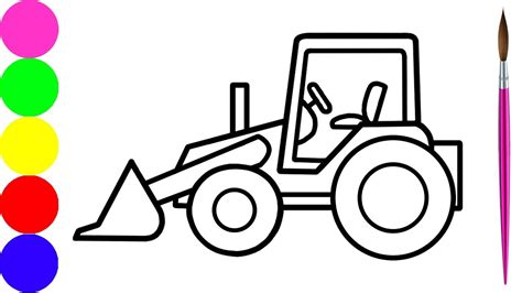 Cara Menggambar Dan Mewarnai Traktor Excavator Untuk Anak Youtube