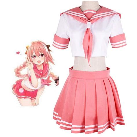 Buy Astolfo Cosplay Costume Womensgirl Jk Uniform Sailor Suit Pleated Skirt Anime School