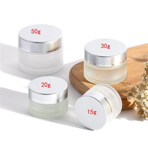 5g 10g 15g 20g 30g 50g Glass Cream Jars Cosmetic Packaging With Silver Caps And Inner Liners Round