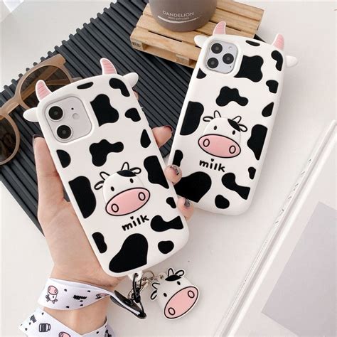 3d Cow Print Iphone Case With Lanyard I7 I12 Pro Max In 2021 Iphone