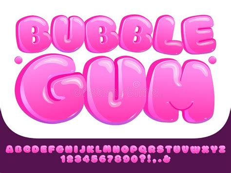 Bubble Gum Font Sweet Pink Chubby Letters Glossy Lollipop Candy Numbers And Funny Alphabet