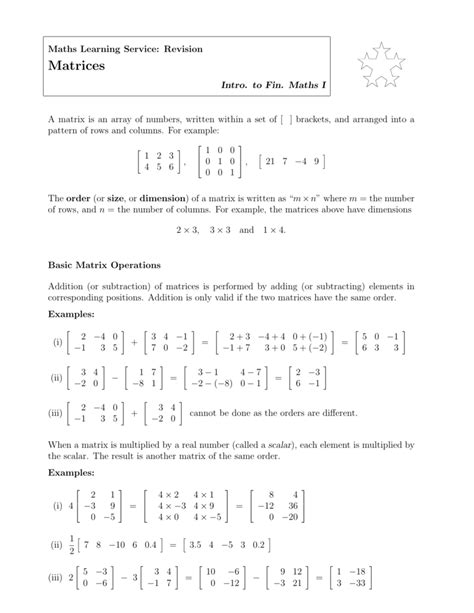 Matrix Multiplication Worksheet | Times Tables Worksheets
