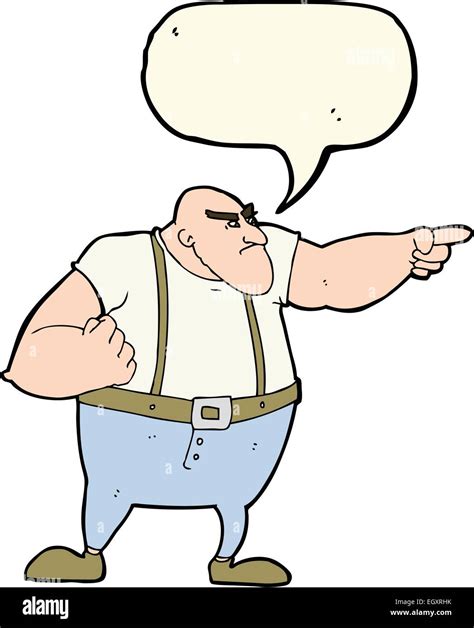 Cartoon Angry Tough Guy Pointing With Speech Bubble Stock Vector Image