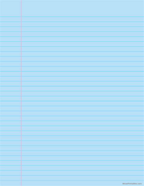 Printable Blue College Ruled Notebook Paper For Letter Paper