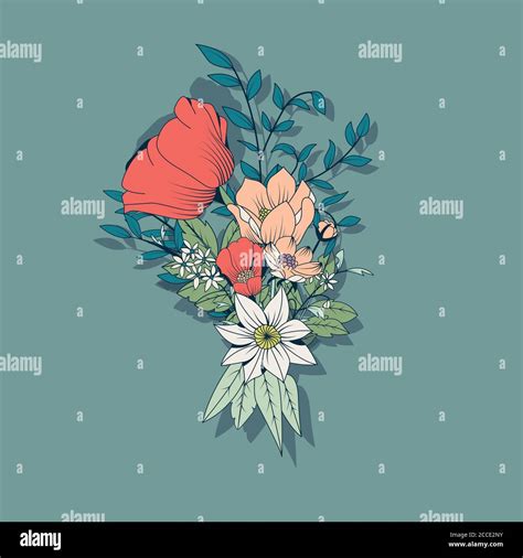 Vector Flower Bouquet Botanical And Floral Decoration Hand Drawn