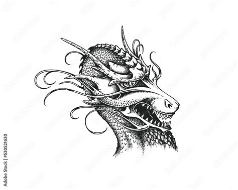 Chinese Dragon Head Tattoo Flash