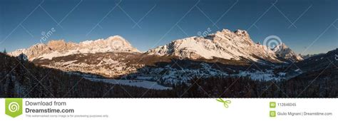 Cortina d'ampezzo is a ski resort in italy. Panorama At Dusk, Cortina D`Ampezzo, Italy Stock Image ...