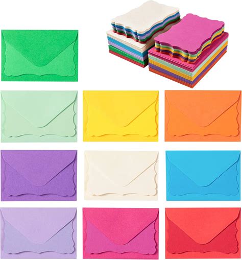 100 Pack Mini Envelopes With Colorful Blank Note Cards Small Self