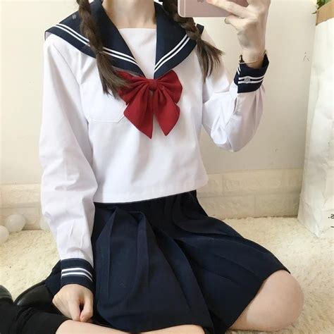 White Jk Uniform Basic Sailor Suit Student Uniforms Japanese School