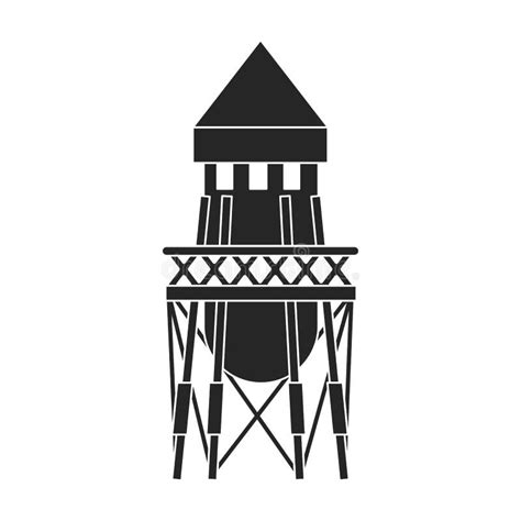 Water Tower Vector Iconblack Vector Icon Isolated On White Background