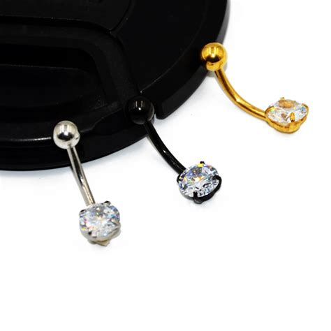 1pc Surgical Steel Round Gem Zircon Belly Navel Ring Crystal Belly