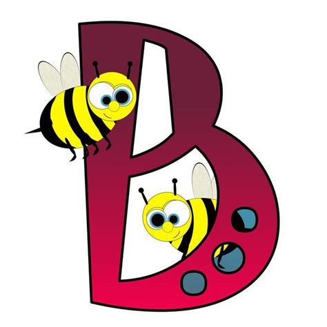 Alphabet Letter B With Bees Cartoon Isolated On White Wall Mural