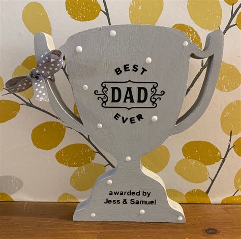 Personalised Freestanding Wooden Trophy For Dad Best Dad Etsy