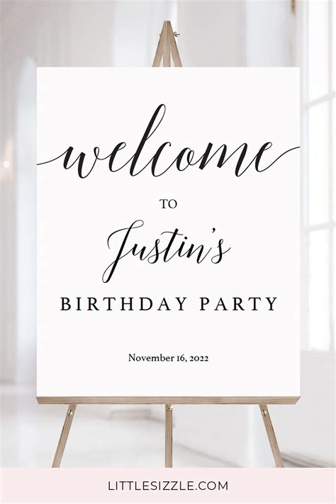 Calligraphy Birthday Welcome Sign Editable Pdf Template Diy 30th Birthday Decorations