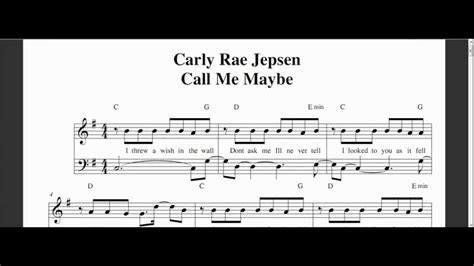 Carly Rae Jepsen Call Me Maybe Piano Sheet Music Youtube