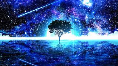 Tree Sky Anime Wallpapers Bright Background Stars