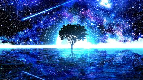 10,071 anime images in gallery. Download wallpaper 1920x1080 tree, shine, art, stars ...
