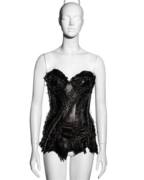 Balmain By Christophe Decarnin Black Leather Safety Pin Corset Ss 2011 For Sale At 1stdibs